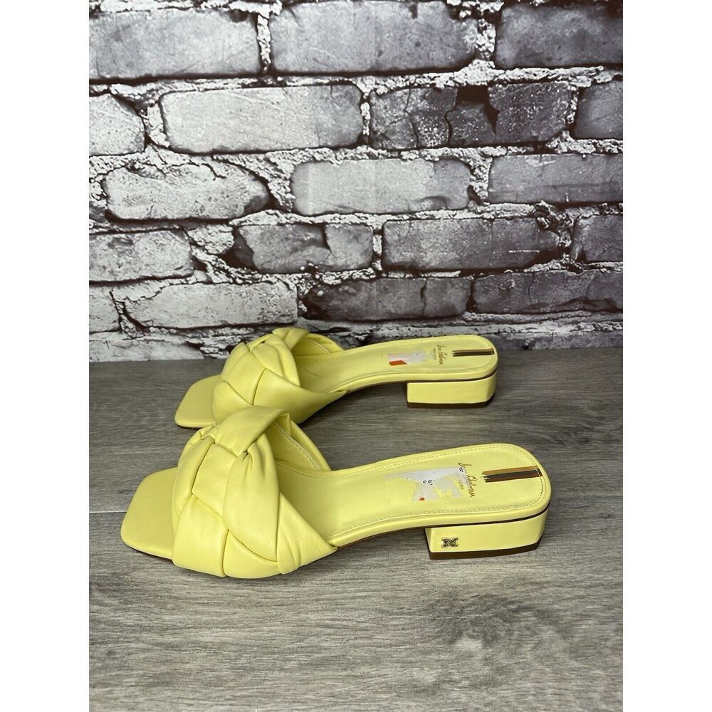 Sam Edelman Dawson Yellow Leather Slides Heel Sandals Women’s Sz 10M US/40EU